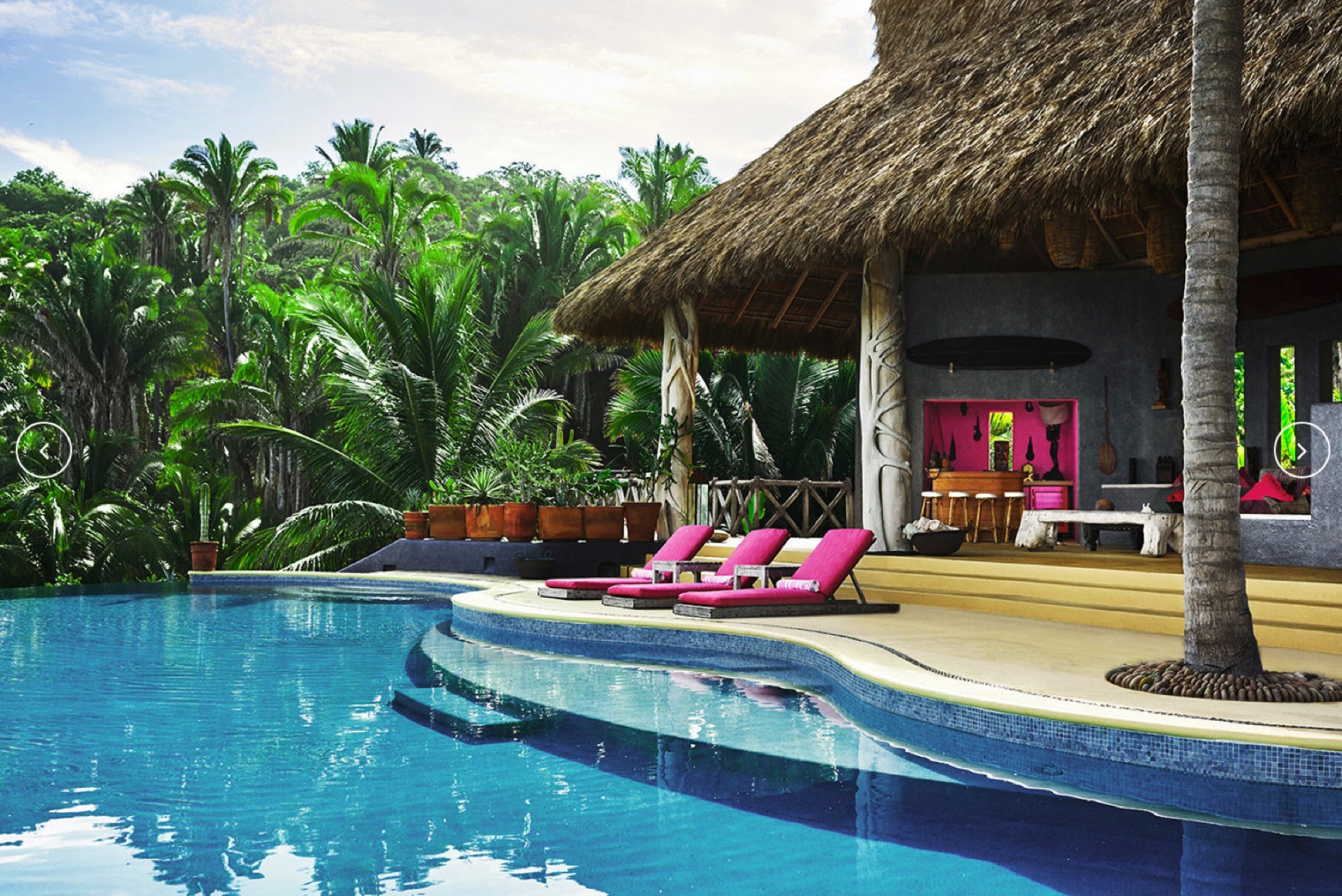 Villa pool surrounded by dense jungle canopy in Nayarit